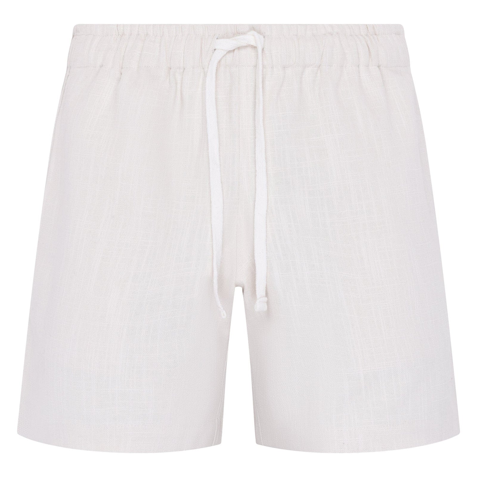 Saint Luke Linen Drawstring Shorts in White Sand