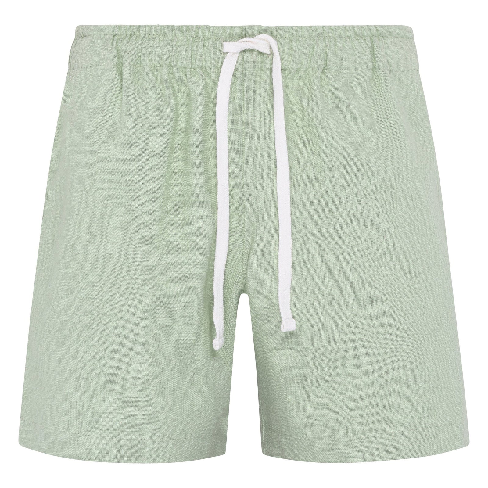 Saint Luke Linen Drawstring Shorts in Laurel Green