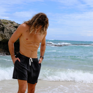 Saint Luke Black Stone Washed Cotton Shorts