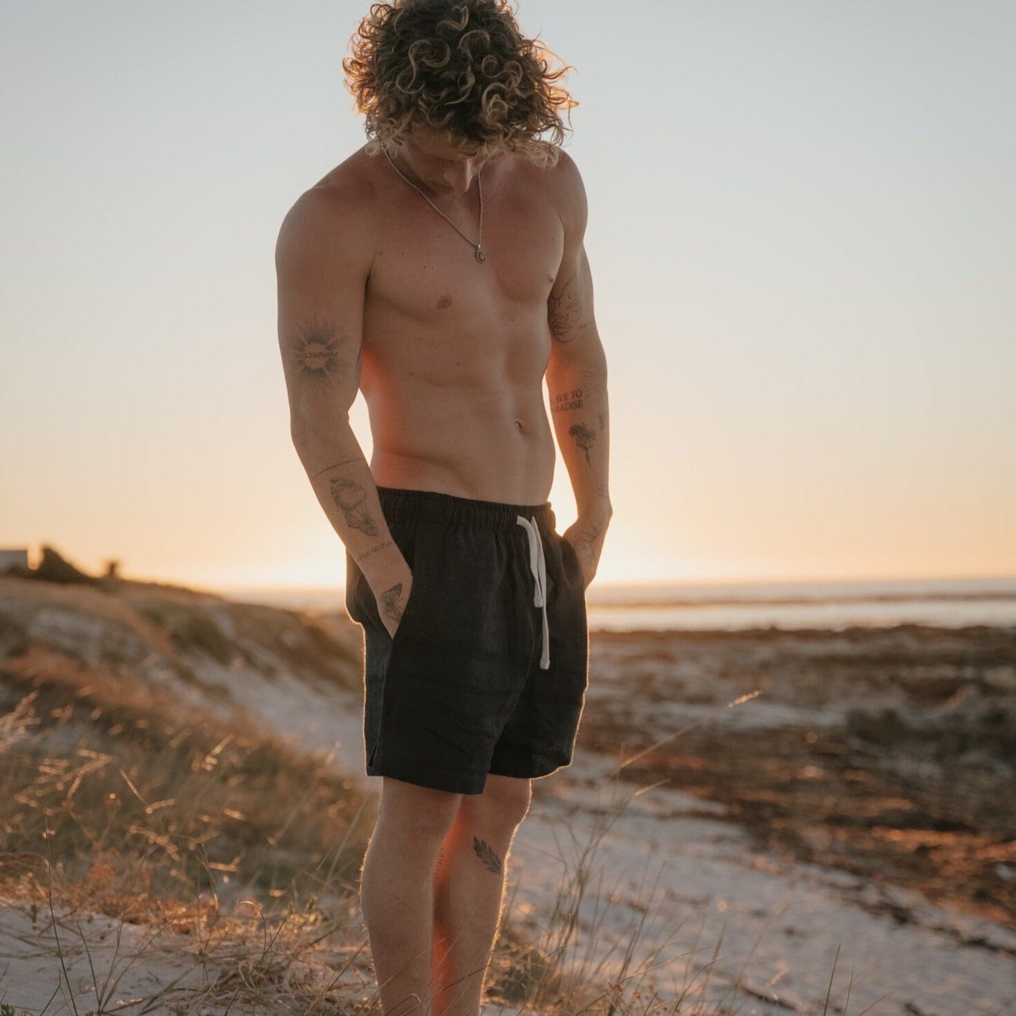 Saint Luke Navy Cotton Drawstring Shorts