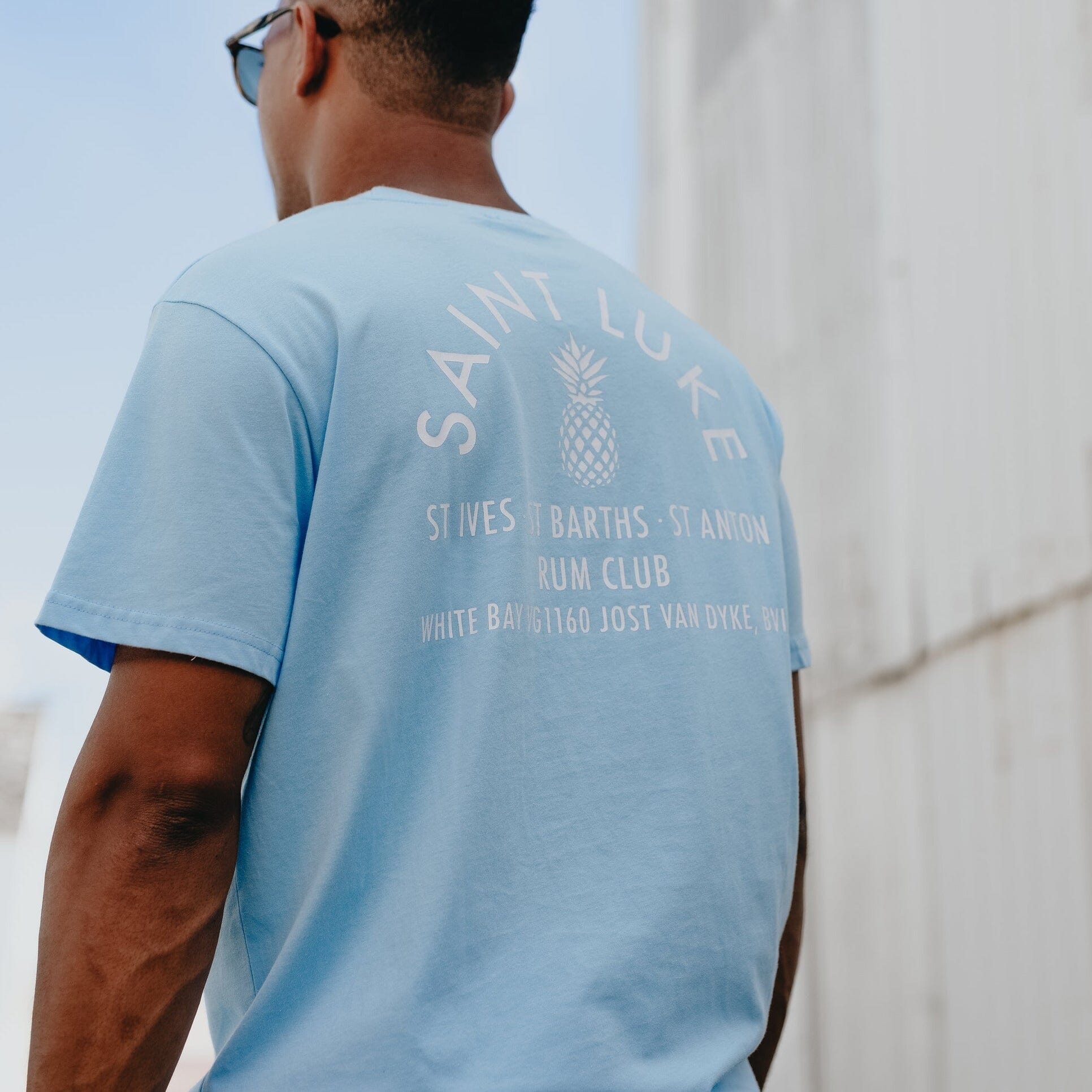 Rum Club T-Shirt in Bleached Out Blue