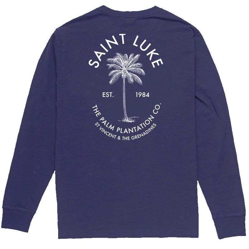 Saint Luke Long Sleeved Palm Plantation T-Shirt in Navy